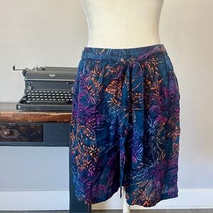 Soft Surroundings Navy Blue Floral Front Tie Flowy Shorts - Size Petite Small